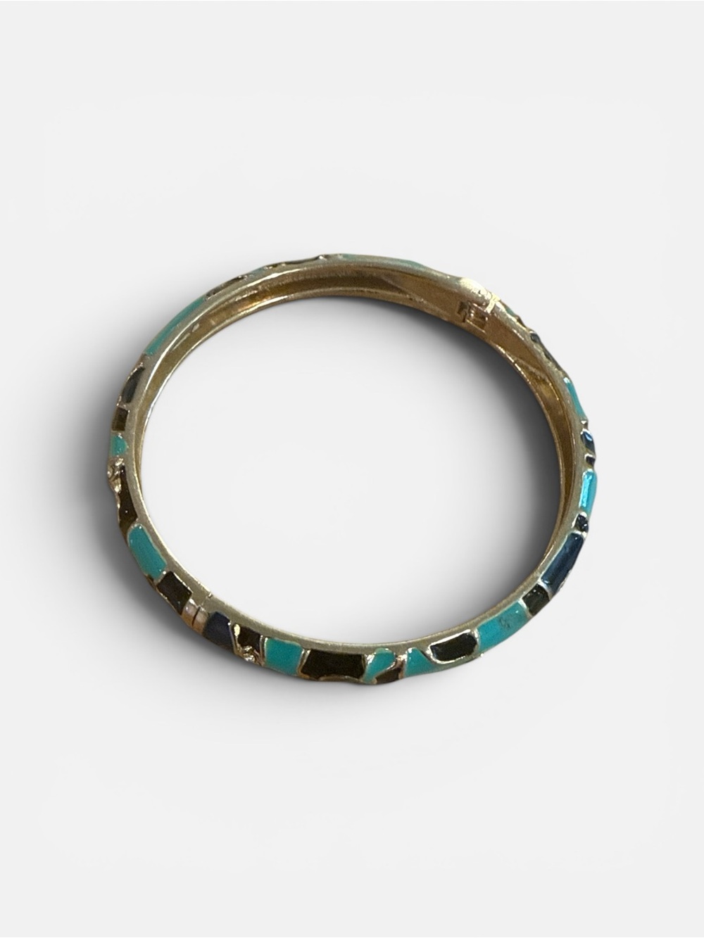 Gold-Tone Turquoise Mosaic Bangle Bracelet